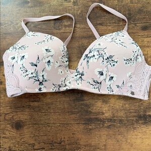 Lucky Brand Floral Lace Bra - Soft Pink and Black